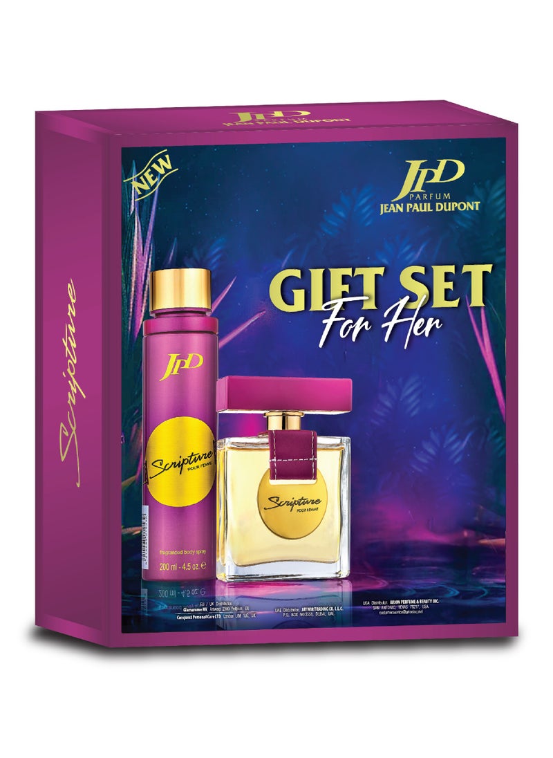 Jean Paul Dupont Scripture Pour Femme 2Pcs Promo Pack Eau de Parfum 100ml + Body Spray 200ml 
