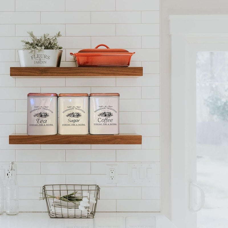 Tin Storage Box Set 3 Piece Square Vacuum Airtight Container For Tea Sugar Coffee Kitchen Organizer 16x10cm Rust Resistant Compact Canisters