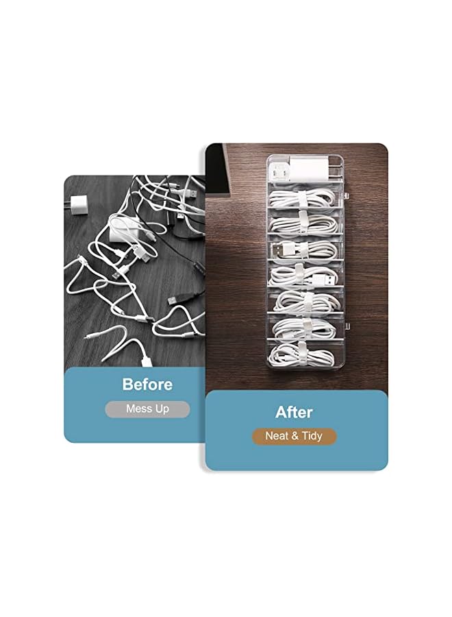 PROMASS cable management organizer box, cord organizer charger organizer 8 Compartment Storage Boxes with 10 Wire Ties wires organizer  - Image 5