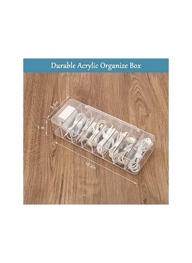 PROMASS cable management organizer box, cord organizer charger organizer 8 Compartment Storage Boxes with 10 Wire Ties wires organizer  - Image 2
