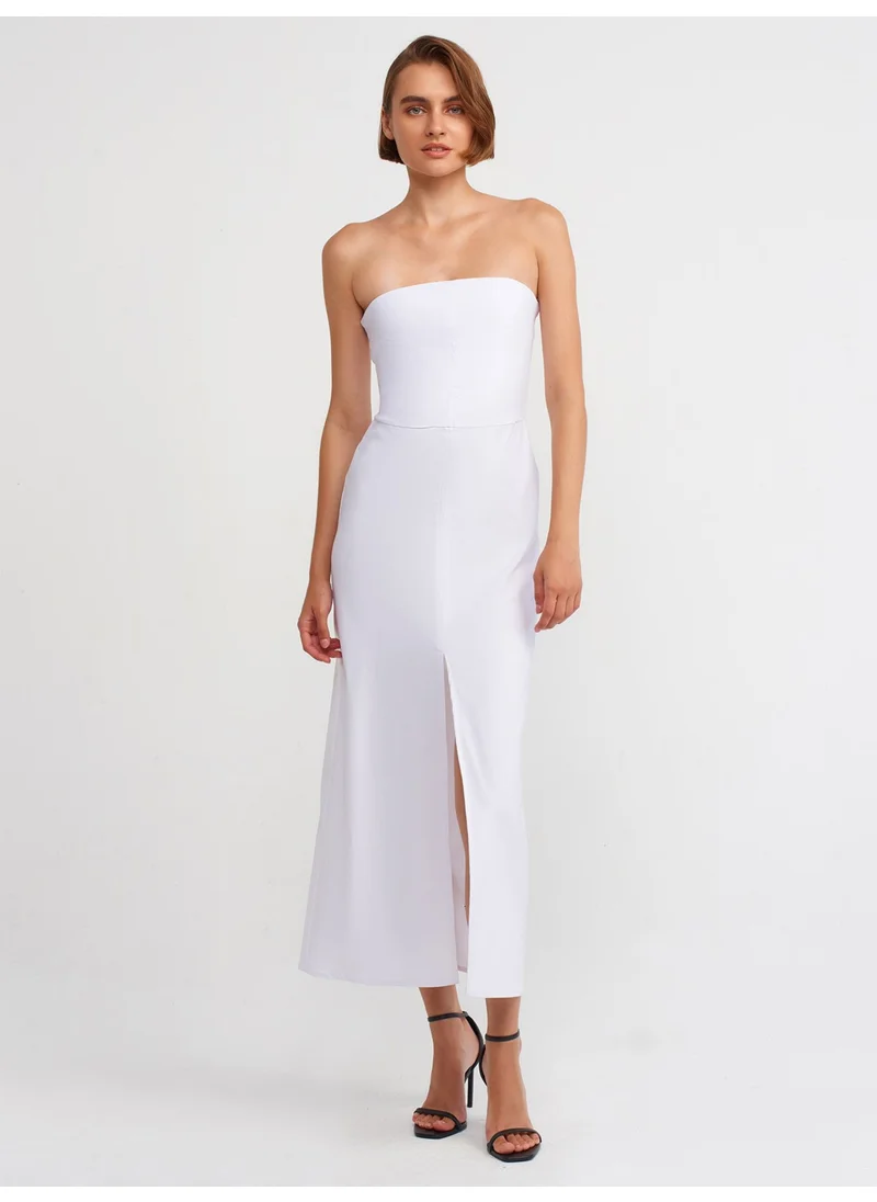 ديلفين 90758 Strapless Dress-White