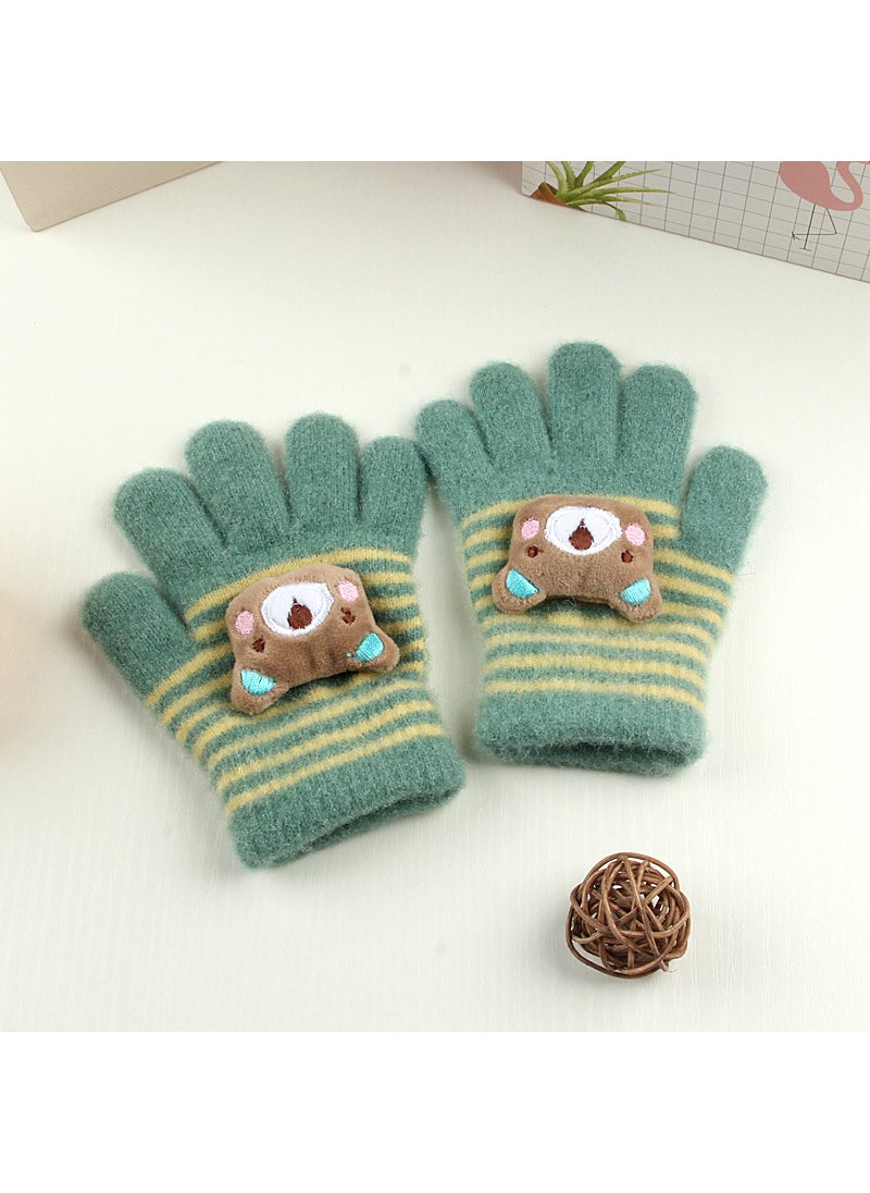 Generic Kids Cartoon Bear Knit Gloves Warm Thickened Winter Grey  - Image 2