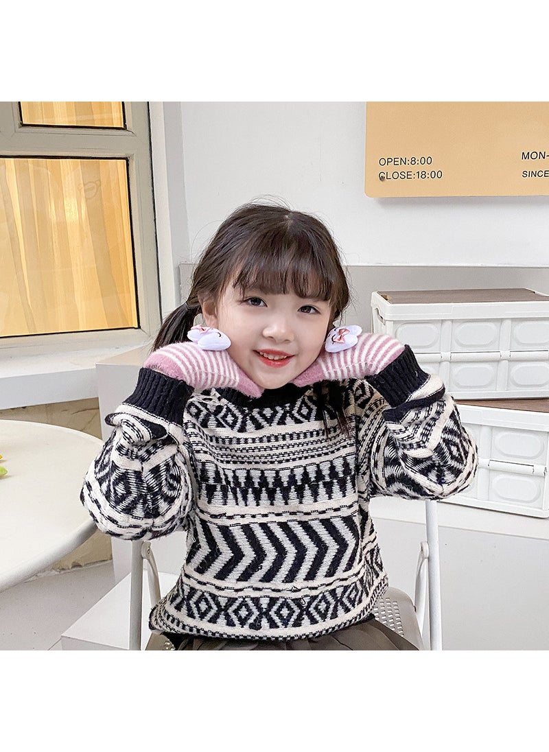 Generic Kids Cartoon Bear Knit Gloves Warm Thickened Winter Grey  - Image 5