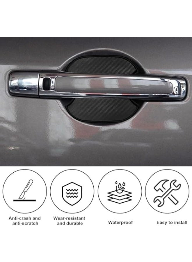 Luckam ملصقات مقبض باب السيارة، واقيات خدش من ألياف الكربون وفيلم واقي، ملصق وعاء باب السيارة 3D TPU لمعظم الطرازات، ملحقات السيارات، 3.7 × 3.6 بوصة، 4 قطع - Image 2