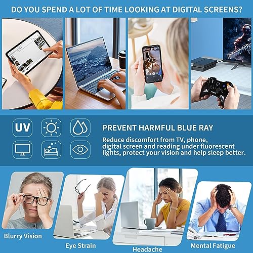 JM Aviator Computer Blue Light Blocking Glasses, Square Eye Protect Video Eyeglasses Anti Glare Men Women (Silver Frame Black Temple Tips) - Image 5