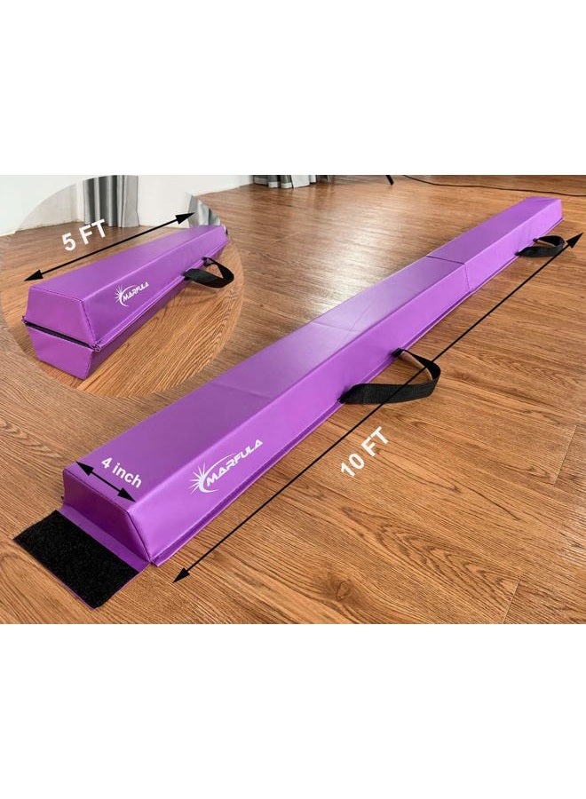 MARFULA 6 FT / 8 FT / 9 FT / 10 FT Balance Beam Folding Floor Gymnastics Equipment for Kids, Non Slip Base, Gymnastics Beam for Training Home Gym Use - Image 2