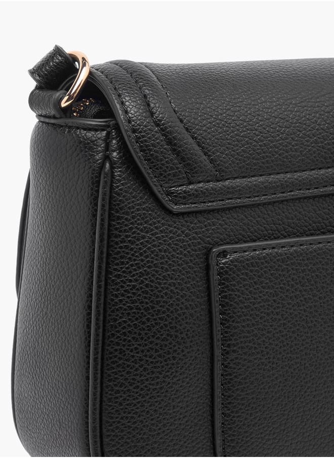 Le Confort - Solid Crossbody Bag with Flap Closure and Adjustable Strap - Image 1