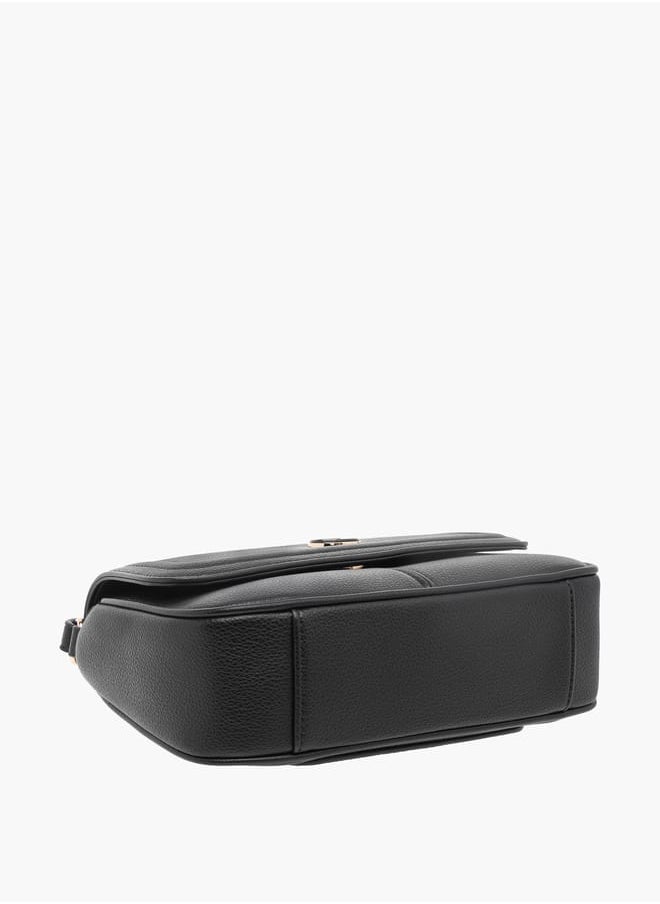 Le Confort - Solid Crossbody Bag with Flap Closure and Adjustable Strap - Image 1