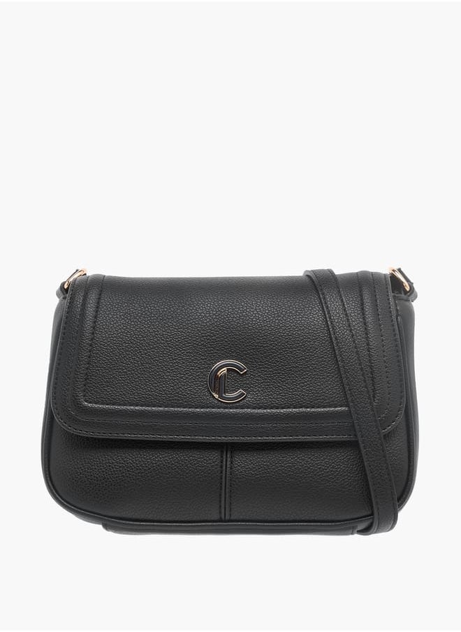 Le Confort - Solid Crossbody Bag with Flap Closure and Adjustable Strap - Image 1