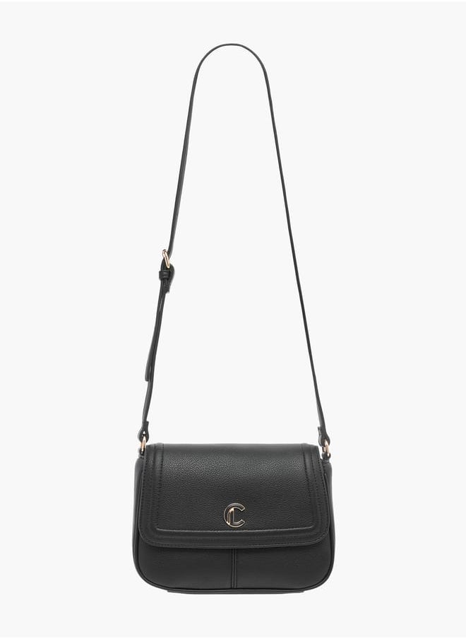Le Confort - Solid Crossbody Bag with Flap Closure and Adjustable Strap - Image 1