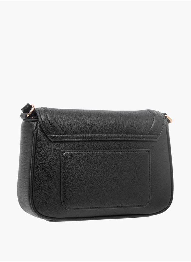 Le Confort - Solid Crossbody Bag with Flap Closure and Adjustable Strap - Image 1