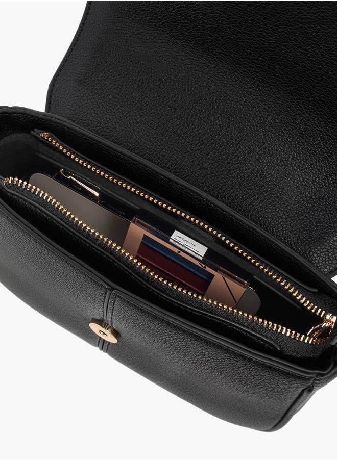 Le Confort - Solid Crossbody Bag with Flap Closure and Adjustable Strap - Image 1