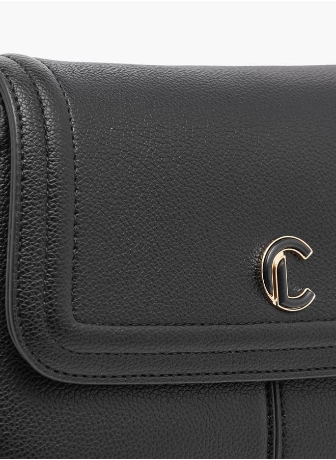 Le Confort - Solid Crossbody Bag with Flap Closure and Adjustable Strap - Image 1