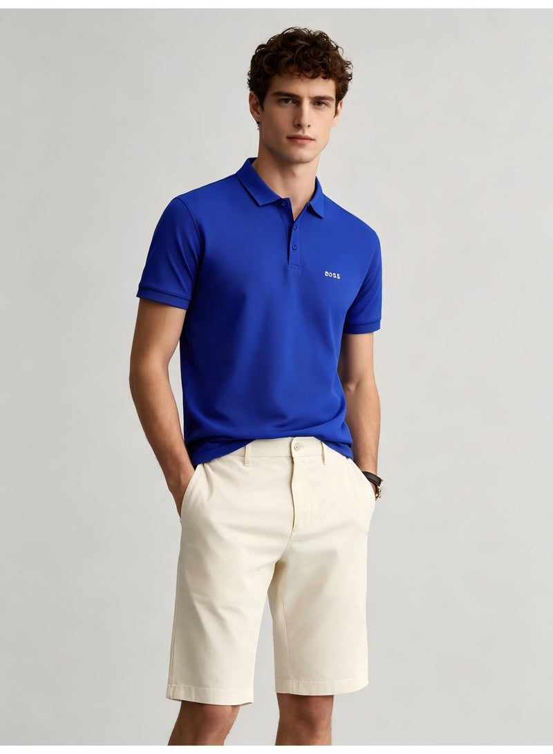 BOSS Men's Short Sleeve Polo Shirt, Classic Solid Color Casual Top, Breathable Fabric for Everyday & Smart Casual Wear - Bright Blue - Image 2