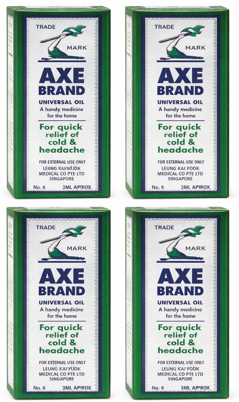 أكس زيت آكس براند يونيفرسال 3 مل عبوة من 4 زيت علاجي لتخفيف سريع لنزلات البرد والصداع والانزعاج البسيط - Image 1