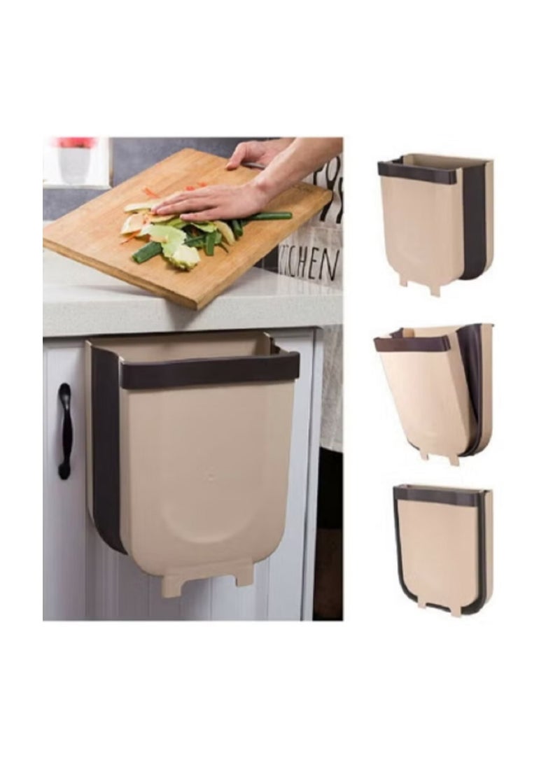 Generic Wall-mounted collapsible wastebasket, beige/black, 29x25cm  - Image 2