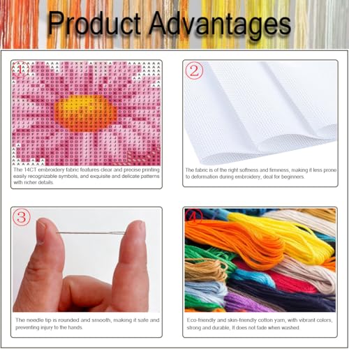VIGEGU 5 Pack Cross Stitch Kits for Beginners,Coffee Stamped Cross Stitch Kits Bookmarks for Women,11ct Cross Stitch Embroidery Kit for Beginners Crafts for Adults - Image 4