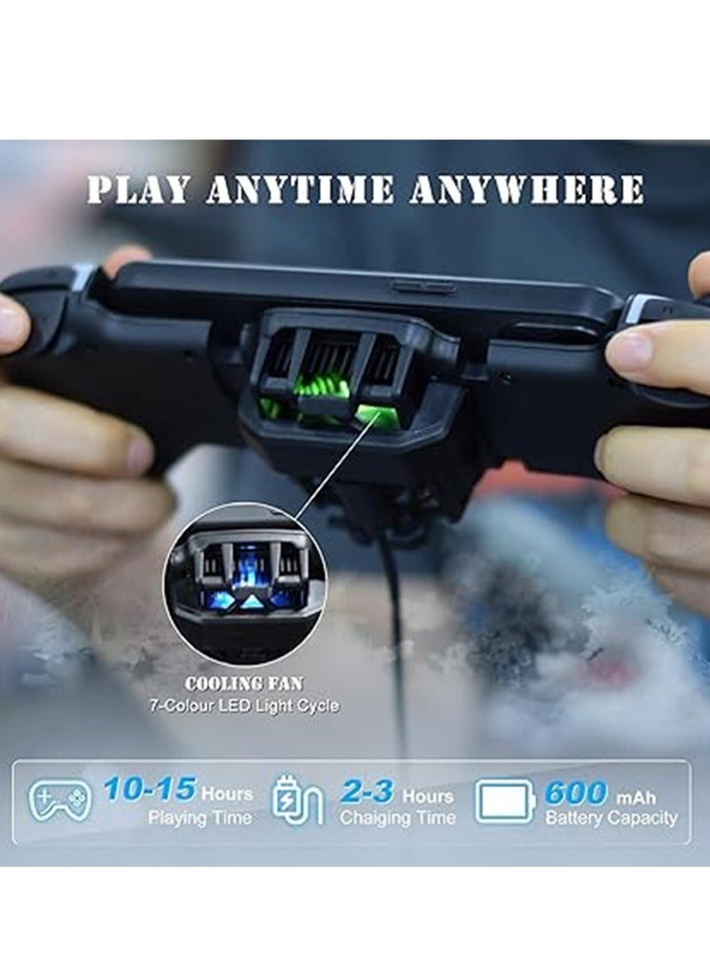 Bluetooth Mobile Game Controller with Cooling Fan – RGB Backlight, 300mAh Battery, 18H Playtime, 3D Vibration, Multi-Platform Support for iOS/Android/PC/Switch, Adjustable (136-184mm) for COD, Genshin Impact & More - Image 3