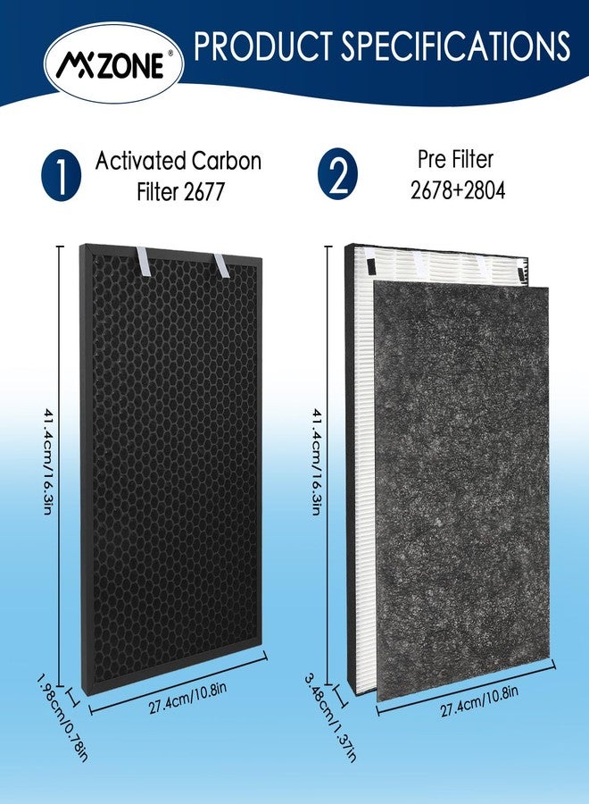 MXZONE Air220 Air320 Replacement Filters Compatible with Bissell Air320 Air220 replacement filter 2768A 2609A Air Purifier, 2678, 2804 Pre-Filter and 2677 Activated Carbon Filter - Image 3