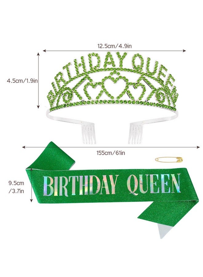 Semato Rhinestone Birthday Tiara And Birthday Glitter Sash Kit Birthday Decorations For Women Birthday Tiara Party Supplies And Favors(Green) - Image 5