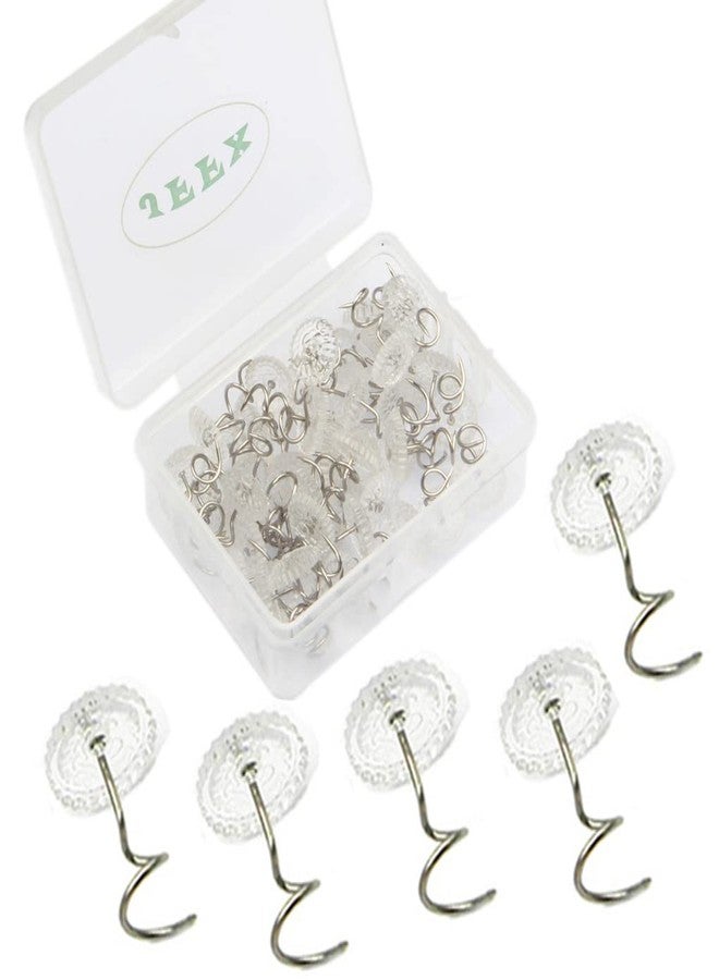 JFFX 50 Pieces Upholstery Tacks, Twist Pins for Slipcovers and Bedskirts Clear Head Screw Nail Spiral Bed Skirt Pins - Image 1