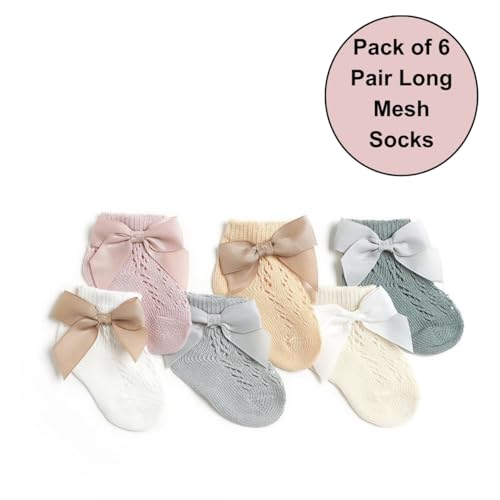 GUCHIGU Baby Cut-Out Socks for 1-2 Years, Breathable Cotton Ankle Length Mesh Socks for Babies (Multi-Color, Pack of 6) - Image 4