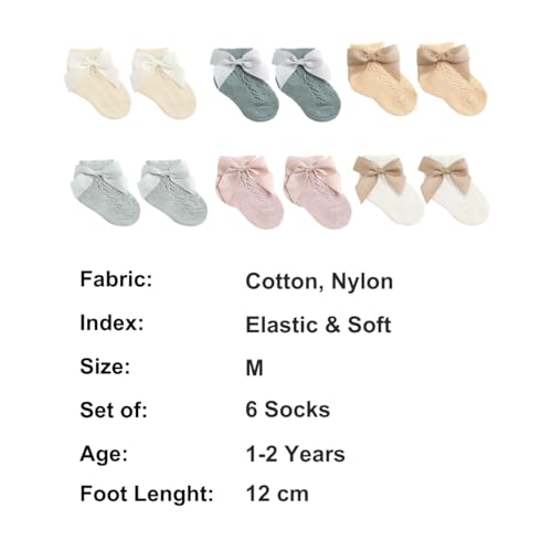 GUCHIGU Baby Cut-Out Socks for 1-2 Years, Breathable Cotton Ankle Length Mesh Socks for Babies (Multi-Color, Pack of 6) - Image 3