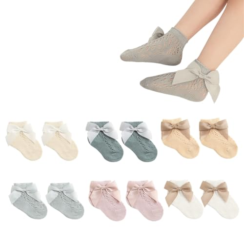 GUCHIGU Baby Cut-Out Socks for 1-2 Years, Breathable Cotton Ankle Length Mesh Socks for Babies (Multi-Color, Pack of 6) - Image 1