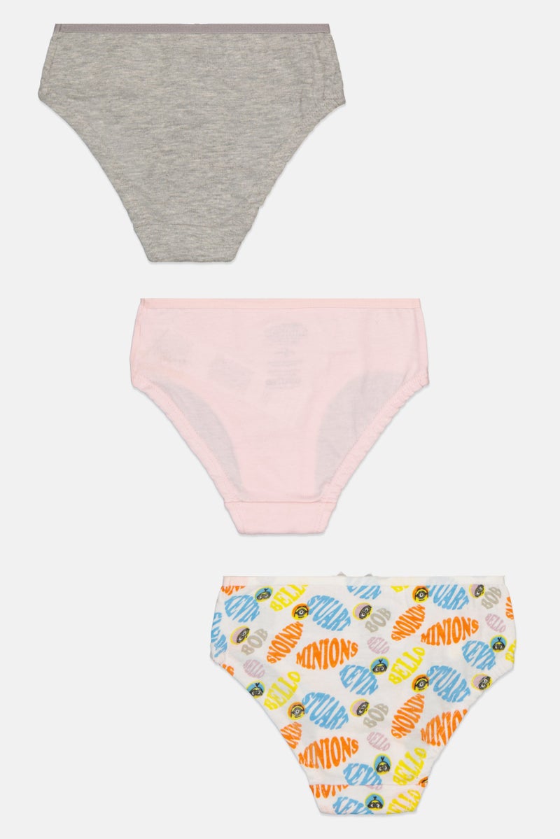 Minions Toddlers Girl 3 Pieces Graphic Print Briefs, Multicolor - Image 3