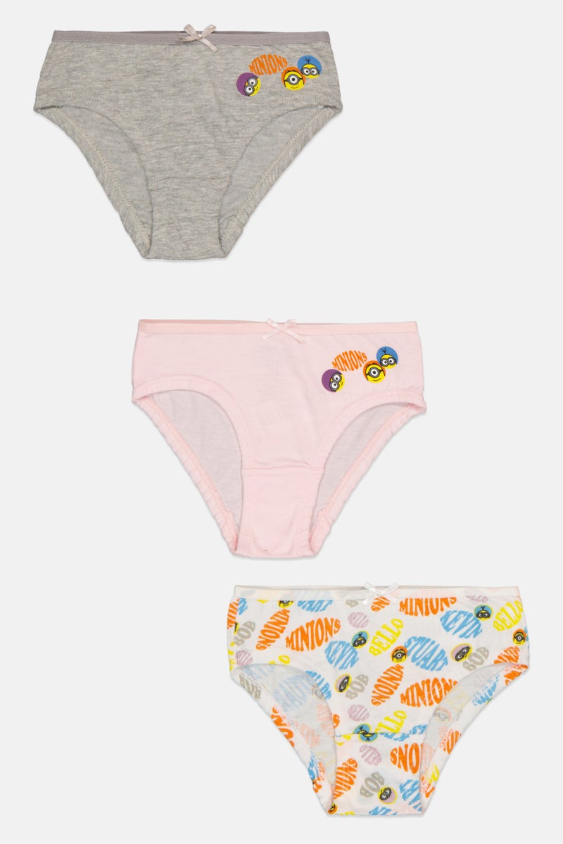 Minions Toddlers Girl 3 Pieces Graphic Print Briefs, Multicolor - Image 2