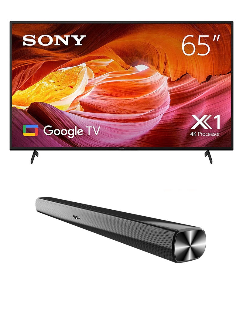 Sony 65 Inch HDR Google TV In 4K With A Billion Colors With JVC Soundbar KD-65X75AK +TH-N322B Black - Image 1