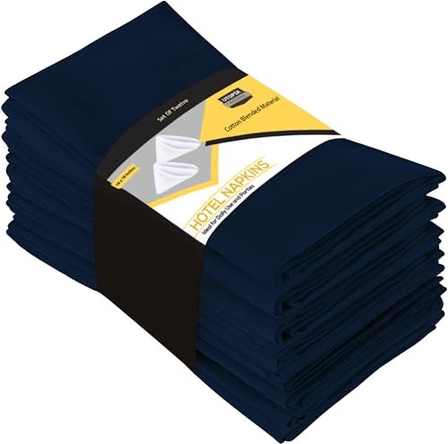 Utopia Kitchen Navy Blue Cloth Napkins [12 Pack, 18x18 Inch] Absorbent Cotton Blend Washable and Reusable for Dinner, Restaurant, Lunch, Wedding and Hotel - Image 1