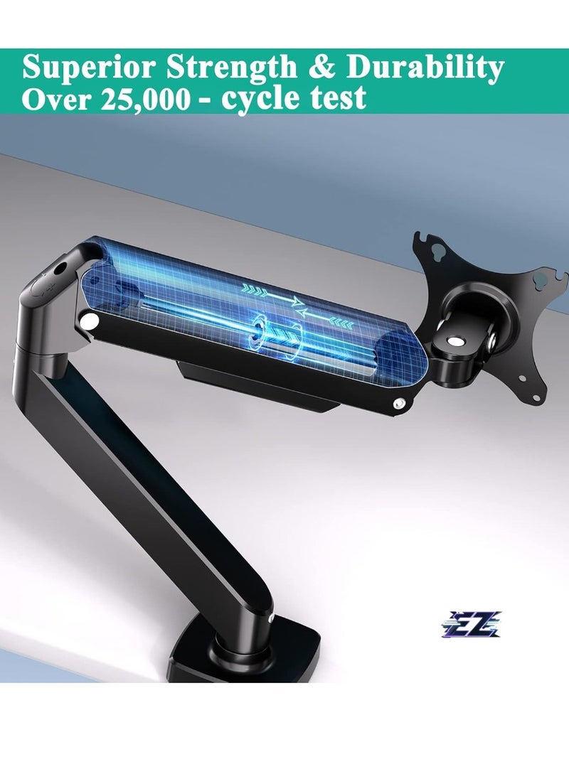 ELTRAZONE - Single Monitor Arm, Desk Mount Gas Spring Monitor Arms Adjustable Full Motion Swivel Computer Monitor Stand with Clamp and Grommet Base, Fits 13-30'' TV Screens Holds up to 19.8lbs - Image 1