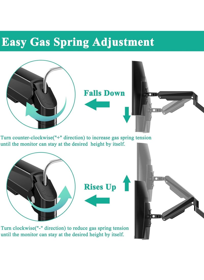 ELTRAZONE - Single Monitor Arm, Desk Mount Gas Spring Monitor Arms Adjustable Full Motion Swivel Computer Monitor Stand with Clamp and Grommet Base, Fits 13-30'' TV Screens Holds up to 19.8lbs - Image 1