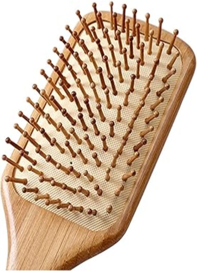 Paddle brush, hair brush, Made of pure natural bamboo, no paint coating, massage the scalp while combing hair to promote blood circulation, prevent static electricity