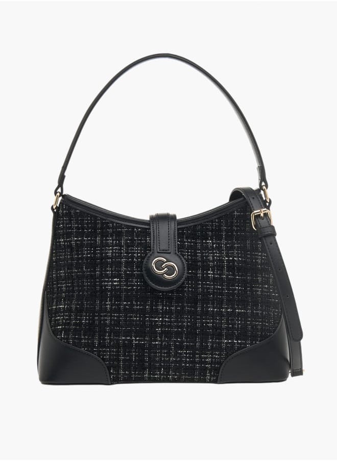 Celeste Womens Textured Tweed Shoulder Bag With Detachable Strap And Zip Closure  - Image 1