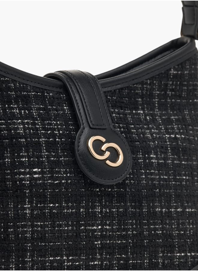 Celeste Womens Textured Tweed Shoulder Bag With Detachable Strap And Zip Closure  - Image 4