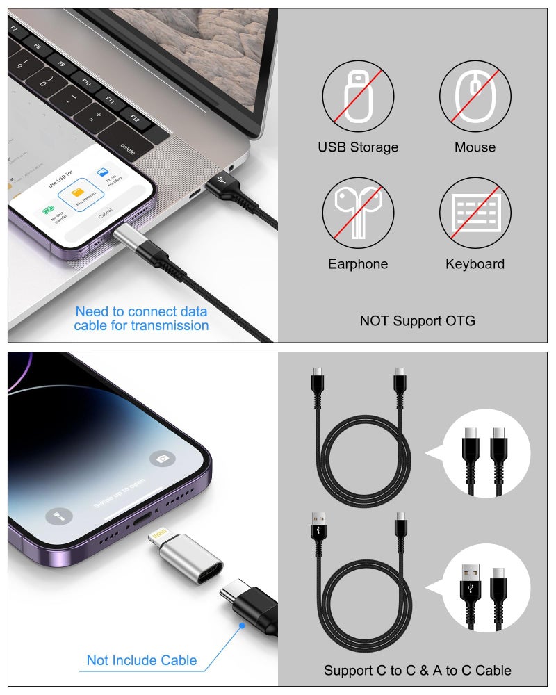 Haoano [2-Pack] USB C to Lightning Adapter, Type C to Lightning Adapter Support PD Fast Charging & Data Sync â€“ Compatible with iPhone 14/13/12/11/X/XR Pro, iPad, AirPods â€“ Not for Audio/OTG - Image 3