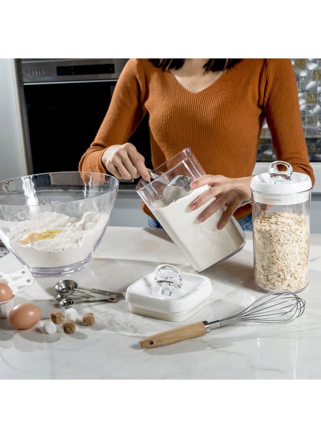 Felli Felli Flip Tite Food Storage Containers With Lid 5" LARGE Airtight Ring Lock Flip Top, Square Acrylic Canister Jar for Rice Sugar Flour Protein Powder, Kitchen Pantry Organizer, Gift Set (1.8qt)  - Image 1