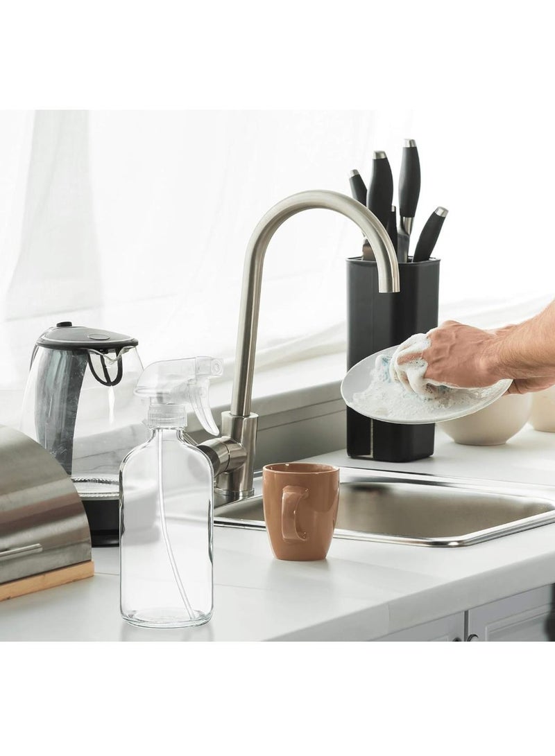 FUFU 2Pcs 16oz Clear Glass Spray Bottles Refillable  Containers for Essential, Cleaning Products, Aromatherapy, Misting Plants - Image 5