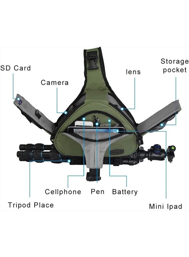 Caden Camera Bag Sling Backpack Camera Case Waterproof with Rain Cover Tripod Holder, Compatible for DSLR/SLR Mirrorless Cameras (Canon Nikon Sony Pentax) and Accessories Green - Image 3