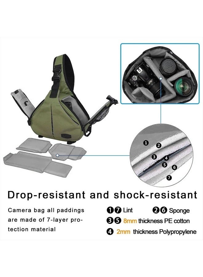 Caden Camera Bag Sling Backpack Camera Case Waterproof with Rain Cover Tripod Holder, Compatible for DSLR/SLR Mirrorless Cameras (Canon Nikon Sony Pentax) and Accessories Green - Image 4
