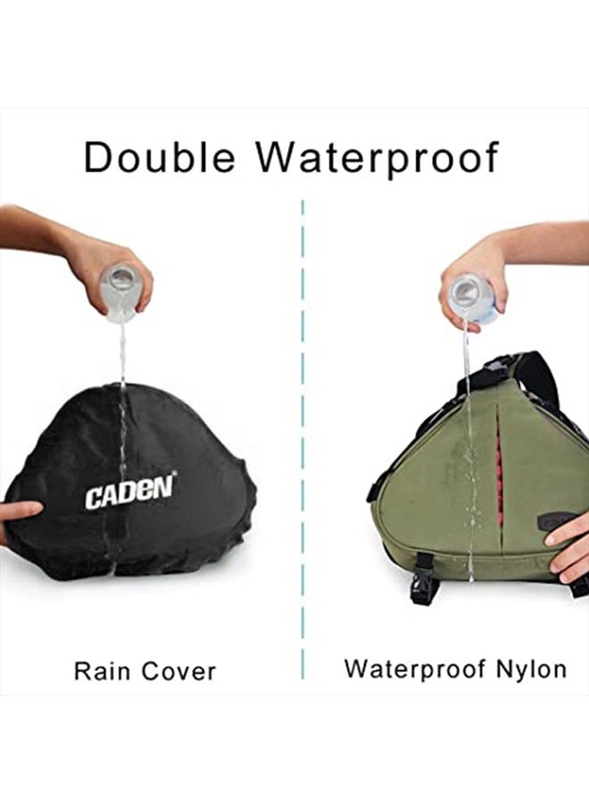 Caden Camera Bag Sling Backpack Camera Case Waterproof with Rain Cover Tripod Holder, Compatible for DSLR/SLR Mirrorless Cameras (Canon Nikon Sony Pentax) and Accessories Green - Image 5
