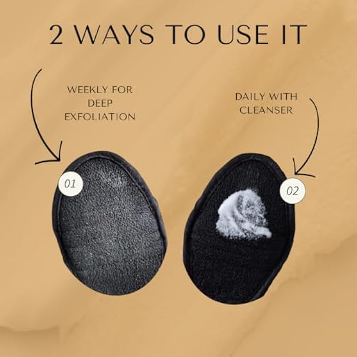 MS Premium Exfoliating Facial Mitt - Dry Skin Remover for Face, Deep Exfoliating Scrubber, Instantly Removes Dry Skin, Gently Improves Complexion, Shower Mitt for Gentle Face Exfoliation, 1pc - Black - Image 4