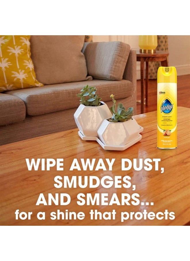 Pledge - Expert Care Furniture Polish Spray, Works on Wood, Granite, and Leather, Shine and Protect Furniture Cleaner, Orange, 9.7 Oz, Pack of 3 - Image 1