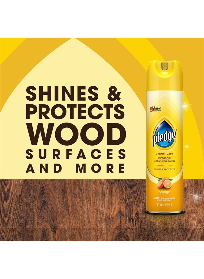 Pledge - Expert Care Furniture Polish Spray, Works on Wood, Granite, and Leather, Shine and Protect Furniture Cleaner, Orange, 9.7 Oz, Pack of 3 - Image 1