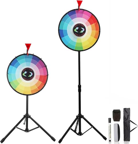 Hooomyai 18 Inch Spin The Prize Wheel Height Adjustable 3863 with Tripod Floor Stand 14 Slots Spinning Wheel Spinner with Dry Erase Marker Pen for Fortune Game Tradeshow Carnival Party - Image 1