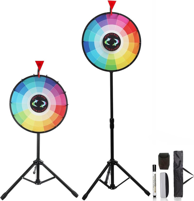 Hooomyai 18 Inch Spin The Prize Wheel Height Adjustable 3863 with Tripod Floor Stand 14 Slots Spinning Wheel Spinner with Dry Erase Marker Pen for Fortune Game Tradeshow Carnival Party - Image 2