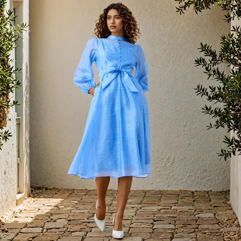 2Xtremz 2Xtremz Embellished Shirt Dress with Front Tie-Up