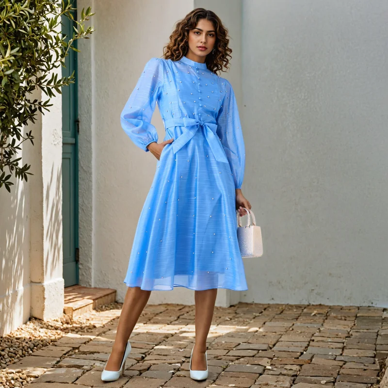 2Xtremz 2Xtremz Embellished Shirt Dress with Front Tie-Up
